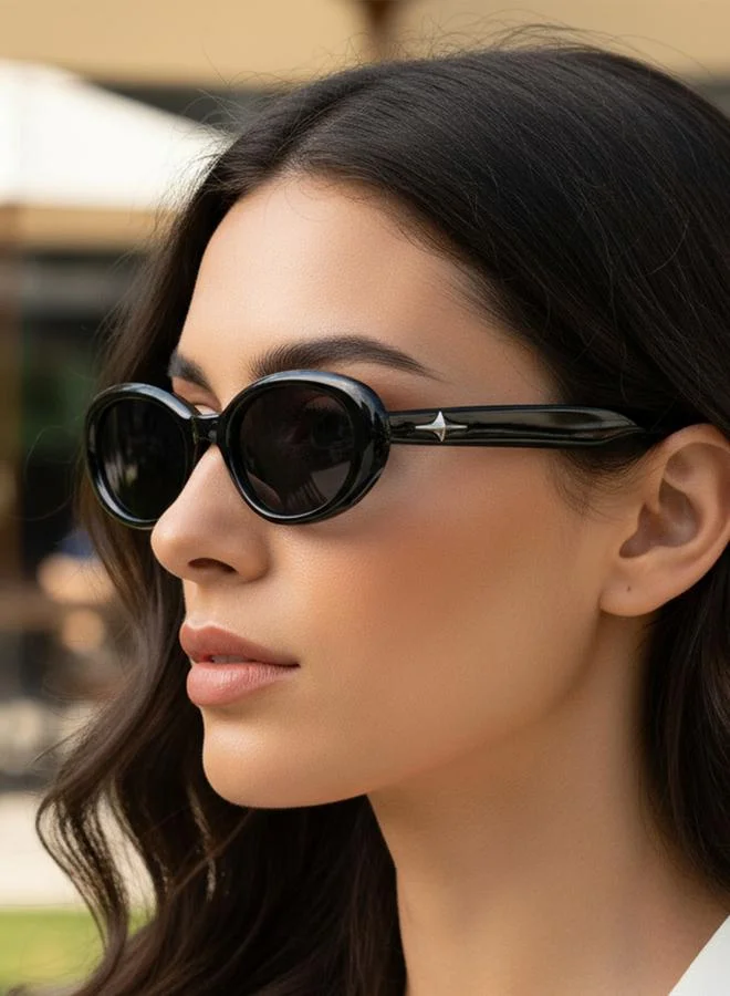 Take Two Black Oval Sunglasses